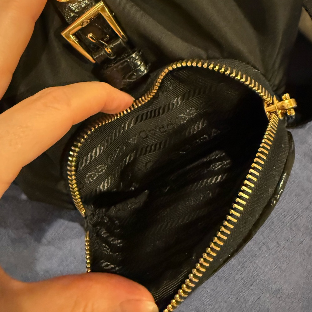 Prada nylon and croc embossed backpack shoulder bag. - Picture 11 of 15